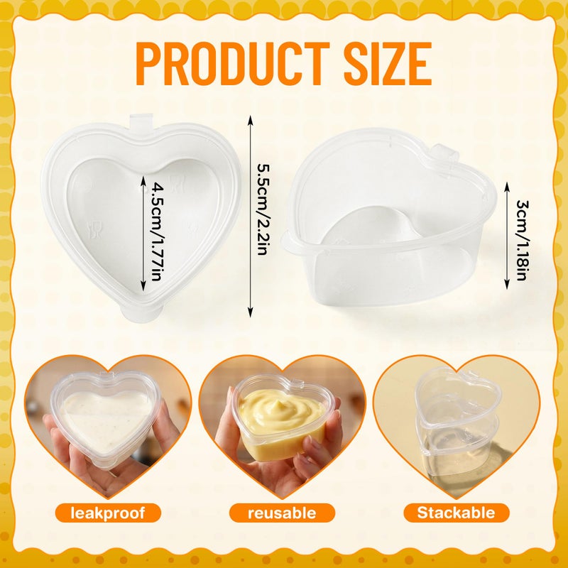 ICYANG 50-Pack Heart Shaped Jello Shot Cups, 1.5 Oz Clear Plastic Heart Containers with Lids, Reusable Portion Cups for Valentineâ€™s Day, Bridal Showers, Parties, Dessert Making - Image 2